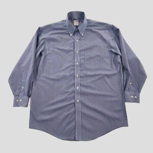Brooks Brothers 346 Shirt‎ Men's 16 1/2- 32/33 Blue Check Non-Iron EUC Classic